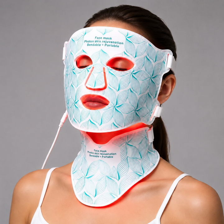 Premium LED Face Mask with Neck Light Therapy 8-Color Red Light Therapy Mask for Skin Firming Wrinkles Acne Care Face Neck Skincare Device