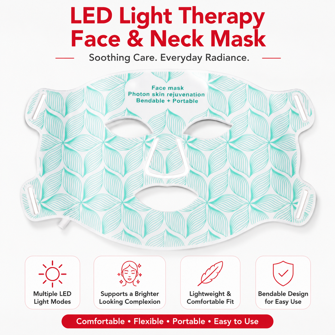Premium LED Face Mask with Neck Light Therapy 8-Color Red Light Therapy Mask for Skin Firming Wrinkles Acne Care Face Neck Skincare Device