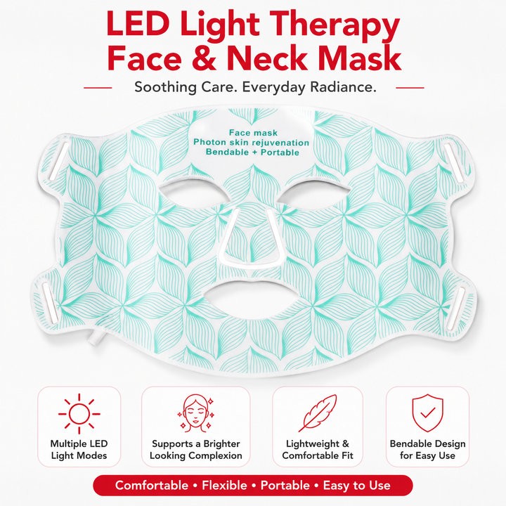 Premium LED Face Mask with Neck Light Therapy 8-Color Red Light Therapy Mask for Skin Firming Wrinkles Acne Care Face Neck Skincare Device