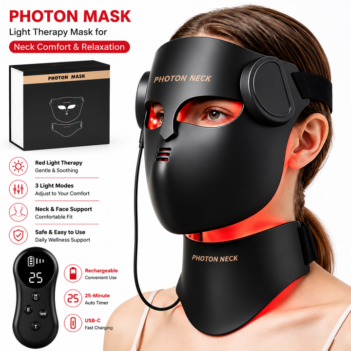 Premium LED Face Mask with Neck Light Therapy Red Light Therapy Mask for Wrinkles Acne Skin Brightening Face Neck Care Home Skincare Device