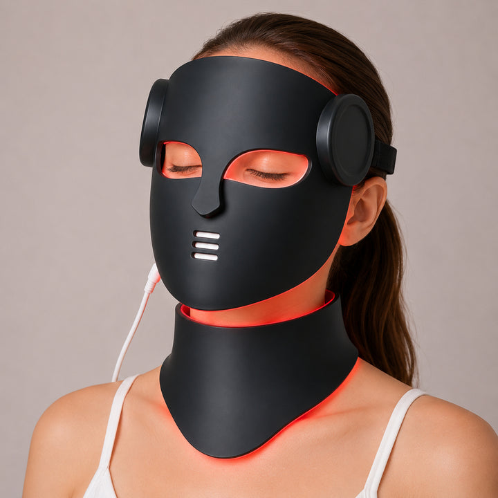 Premium LED Face Mask with Neck Light Therapy Red Light Therapy Mask for Wrinkles Acne Skin Brightening Face Neck Care Home Skincare Device