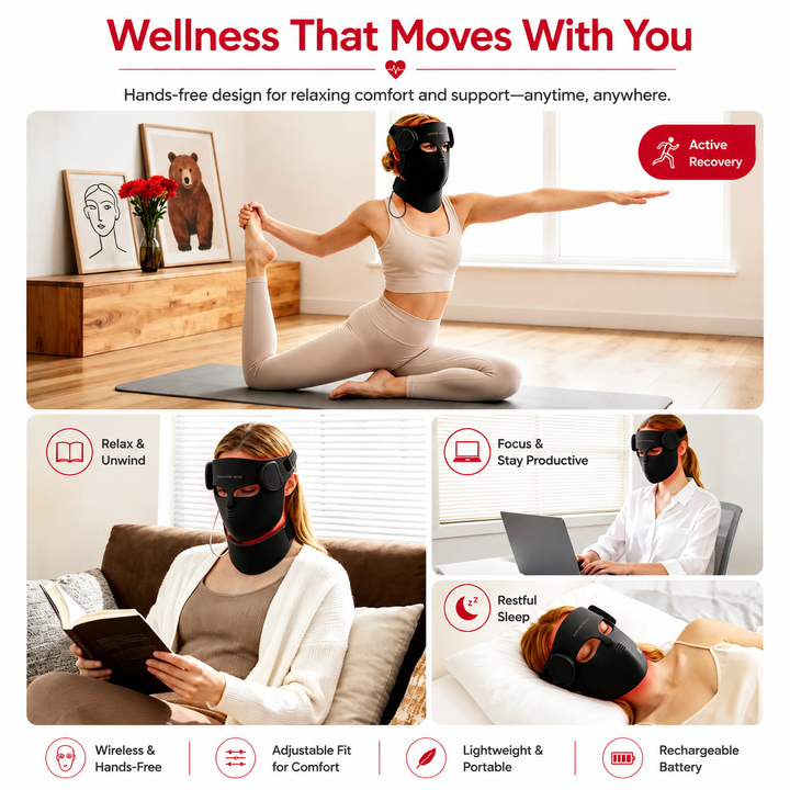 Premium LED Face Mask with Neck Light Therapy Red Light Therapy Mask for Wrinkles Acne Skin Brightening Face Neck Care Home Skincare Device
