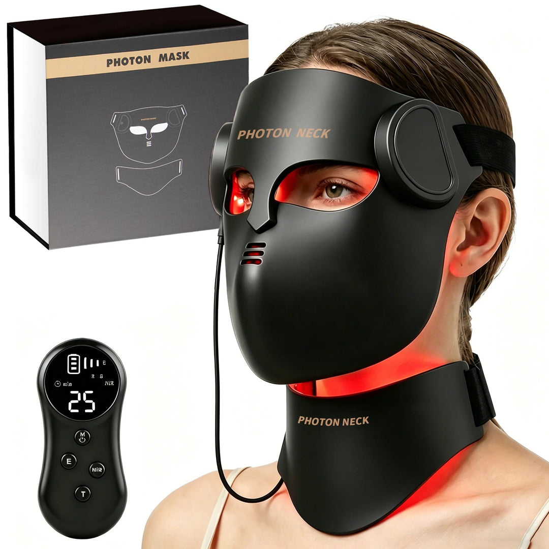 Premium LED Face Mask with Neck Light Therapy Red Light Therapy Mask for Wrinkles Acne Skin Brightening Face Neck Care Home Skincare Device