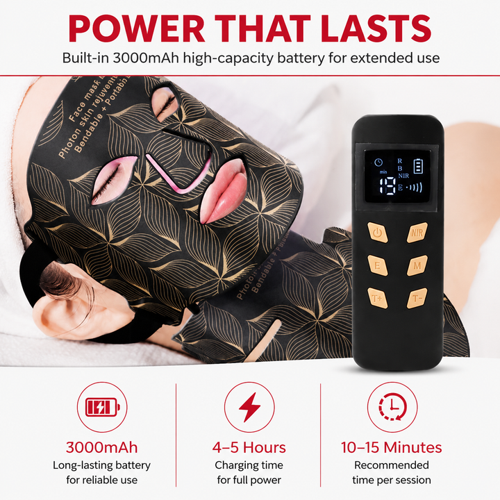 Premium LED Face and Neck Mask 8 Color Light Therapy Skin Care Device Rechargeable Anti Aging Acne Collagen Brightening Skin Treatment Mask