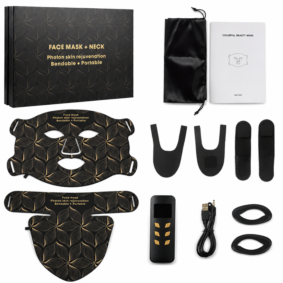 Premium LED Face and Neck Mask 8 Color Light Therapy Skin Care Device Rechargeable Anti Aging Acne Collagen Brightening Skin Treatment Mask