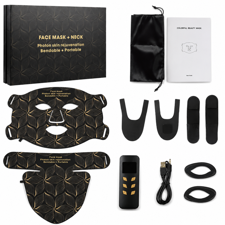 Premium LED Face and Neck Mask 8 Color Light Therapy Skin Care Device Rechargeable Anti Aging Acne Collagen Brightening Skin Treatment Mask