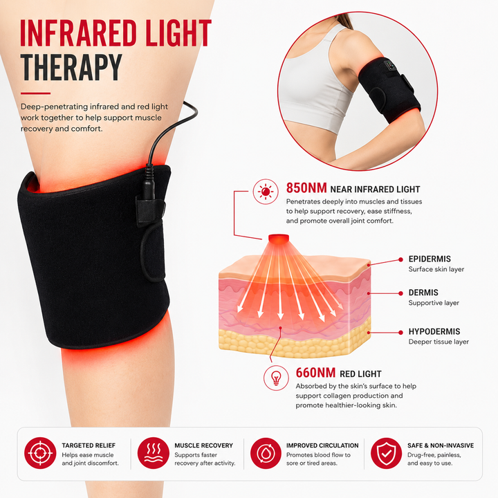 Premium LED Light Belt 660nm 850nm Wearable Heating Pad 360 LEDs Infrared Therapy Wrap Adjustable Timer 38W Muscle Recovery Home Gym Wellness Device