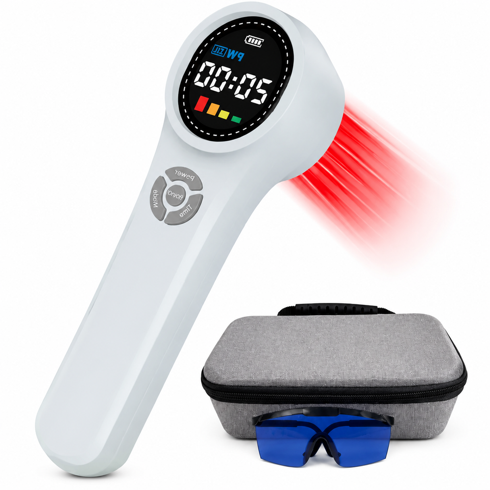 Premium LED Light Device Handheld 808nm 650nm Rechargeable Light Device Adjustable Timer Portable Therapy Tool with Goggles Home Daily Use Device
