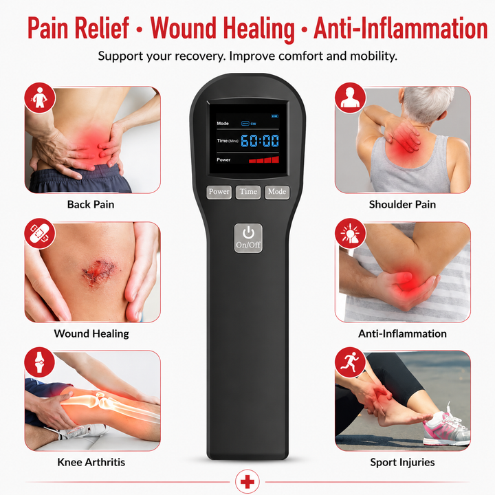 Premium LED Light Device Handheld 808nm 650nm Rechargeable Light Device Adjustable Timer Portable Therapy Tool with Goggles Home Daily Use Device