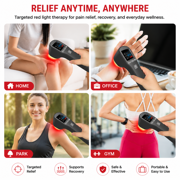 Premium LED Light Device Handheld 808nm 650nm Rechargeable Light Device Adjustable Timer Portable Therapy Tool with Goggles Home Daily Use Device