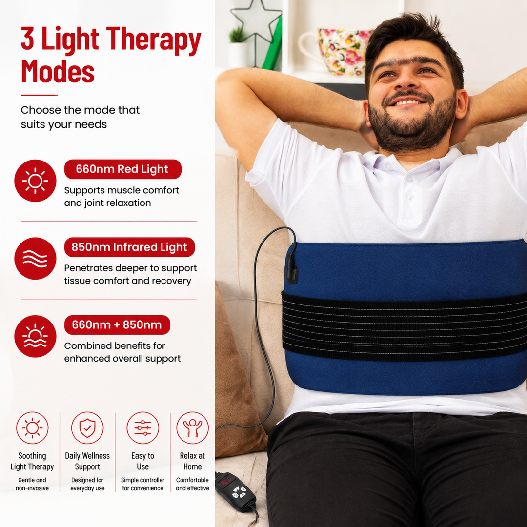 Premium LED Light Therapy Belt 660nm 850nm Wearable Heating Pad 360 LEDs Infrared Wrap Adjustable Timer 38W Muscle Recovery Home Gym Wellness Device
