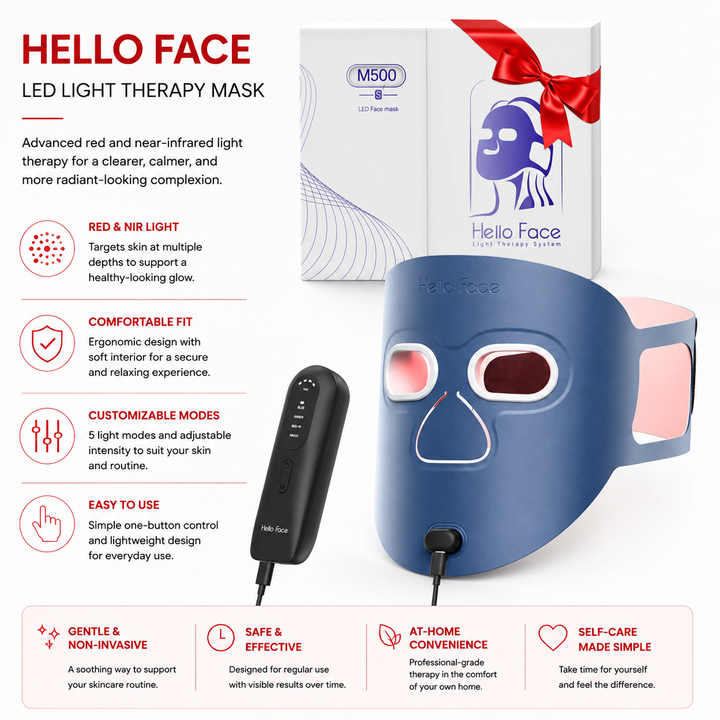 Premium LED Light Therapy Face Mask Wireless Red Blue Near Infrared Skin Care Mask 4 Modes Wrinkles Acne Anti Aging Skin Rejuvenation Home Use