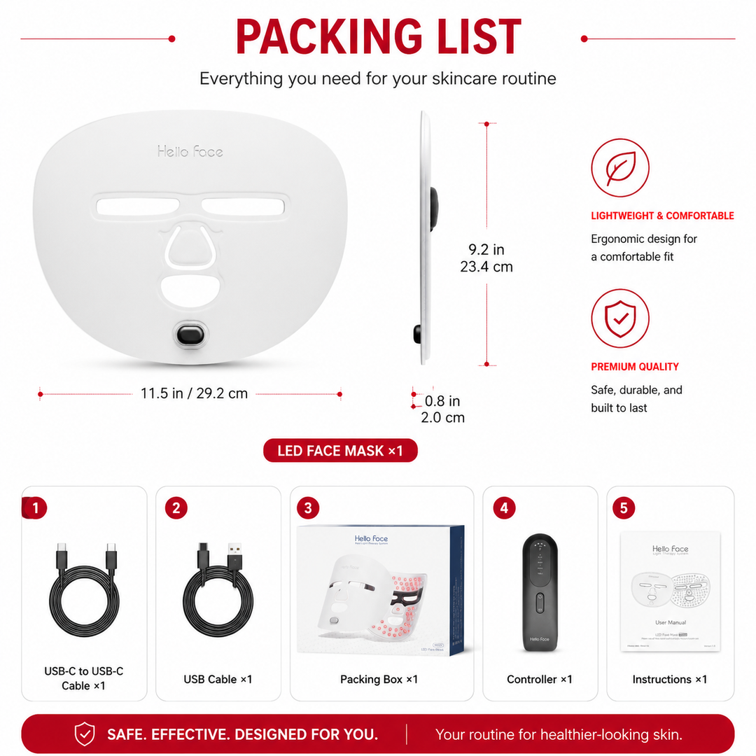 Premium LED Light Therapy Face Mask Wireless Red Blue Near Infrared Skin Care Mask 4 Modes Wrinkles Acne Anti Aging Skin Rejuvenation Home Use
