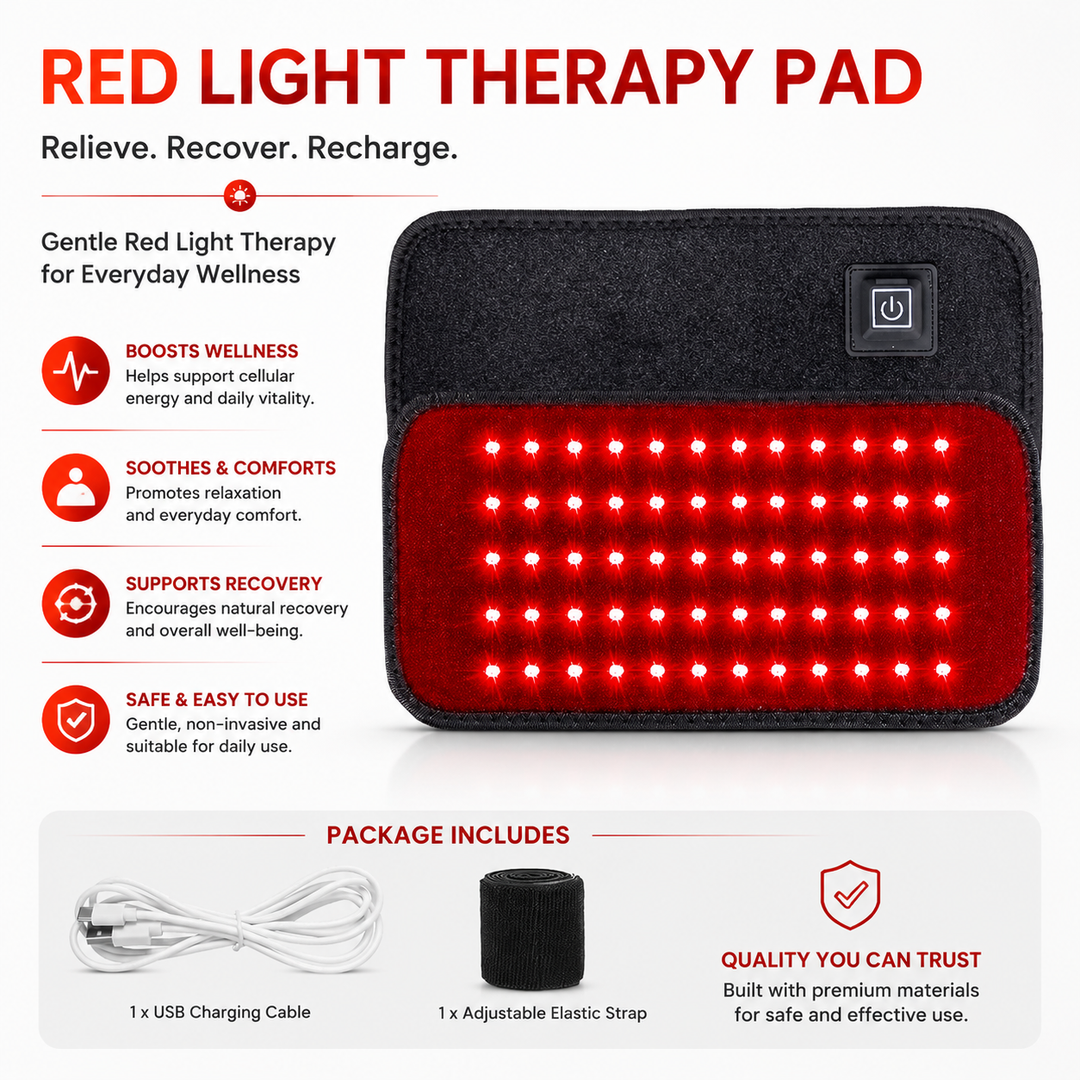 Premium LED Light Therapy Pad 660nm 850nm Red Light Device 120 LEDs 16W Portable Infrared Therapy Pad Adjustable Straps Timer for Face Body Home Use