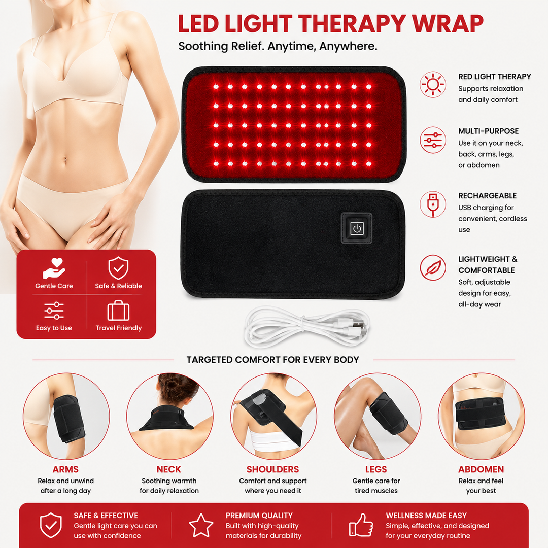 Premium LED Light Therapy Pad 660nm 850nm Red Light Device 120 LEDs 16W Portable Infrared Therapy Pad Adjustable Straps Timer for Face Body Home Use