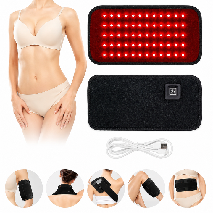 Premium LED Light Therapy Pad 660nm 850nm Red Light Device 120 LEDs 16W Portable Infrared Therapy Pad Adjustable Straps Timer for Face Body Home Use
