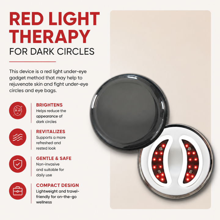 Premium LED Red Light Eye Massager EMS Under Eye Wrinkle Care Device Gel Patches Anti Aging Eye Therapy Rechargeable Type-C 2 Modes Auto Shut Off
