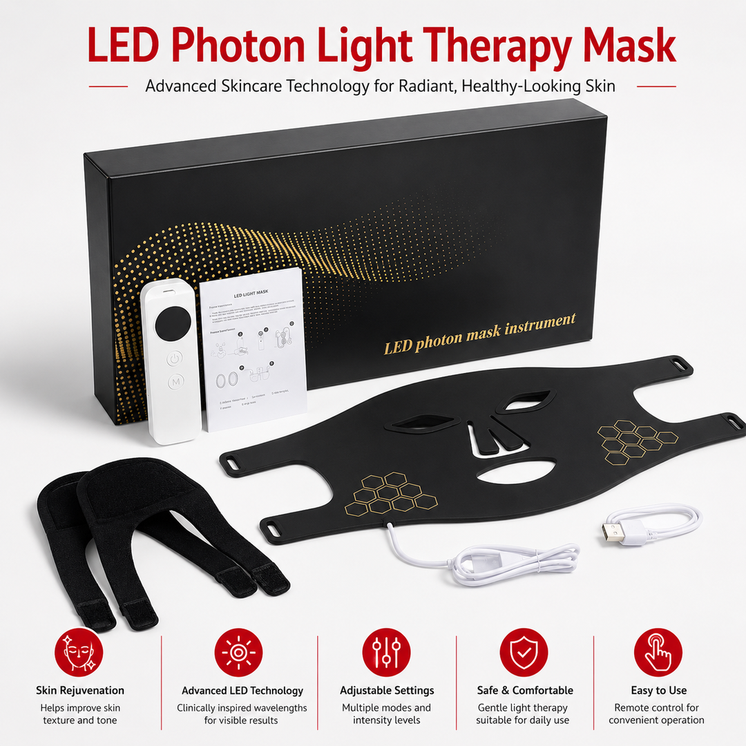 Premium LED Red Light Therapy Face Mask 460nm 660nm 850nm Photon Beauty Device 72 LED Skin Care Mask USB Rechargeable Timer Facial Therapy