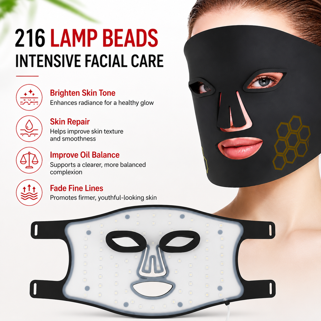 Premium LED Red Light Therapy Face Mask 460nm 660nm 850nm Photon Beauty Device 72 LED Skin Care Mask USB Rechargeable Timer Facial Therapy