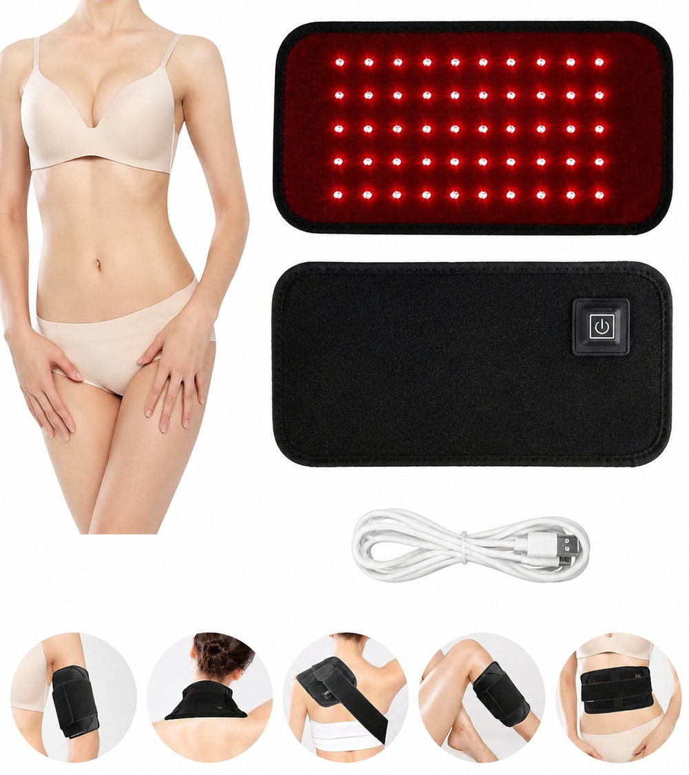 Premium LED Red Light Therapy Pad 660nm 850nm Infrared Light Therapy Device for Body & Face Pain Relief Portable Wellness Pad 120 LEDs 16W Timer Adjustable Straps
