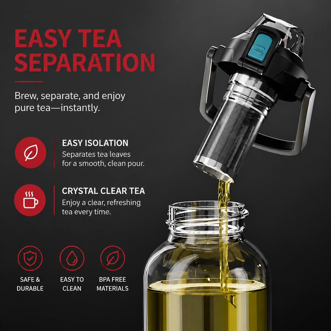 Premium Large Capacity Heat Resistant Glass Tea Cup Portable Drink Bottle 800ml 1000ml 1500ml 2000ml Tea Separation Cup with Lid Straw Travel Mug