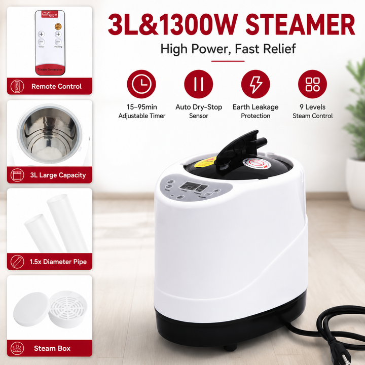 Premium Large Portable Home Sauna Tent 1300W Fast Heating Steam Spa 9 Heat Levels 3L Steam Generator Stainless Steel Frame Remote Foldable Home Spa Kit
