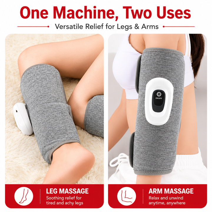 Premium Leg Massager Air Compression Calf Arm Massager Wireless Rechargeable Adjustable Intensity Portable Wrap for Home Office Travel Daily Use