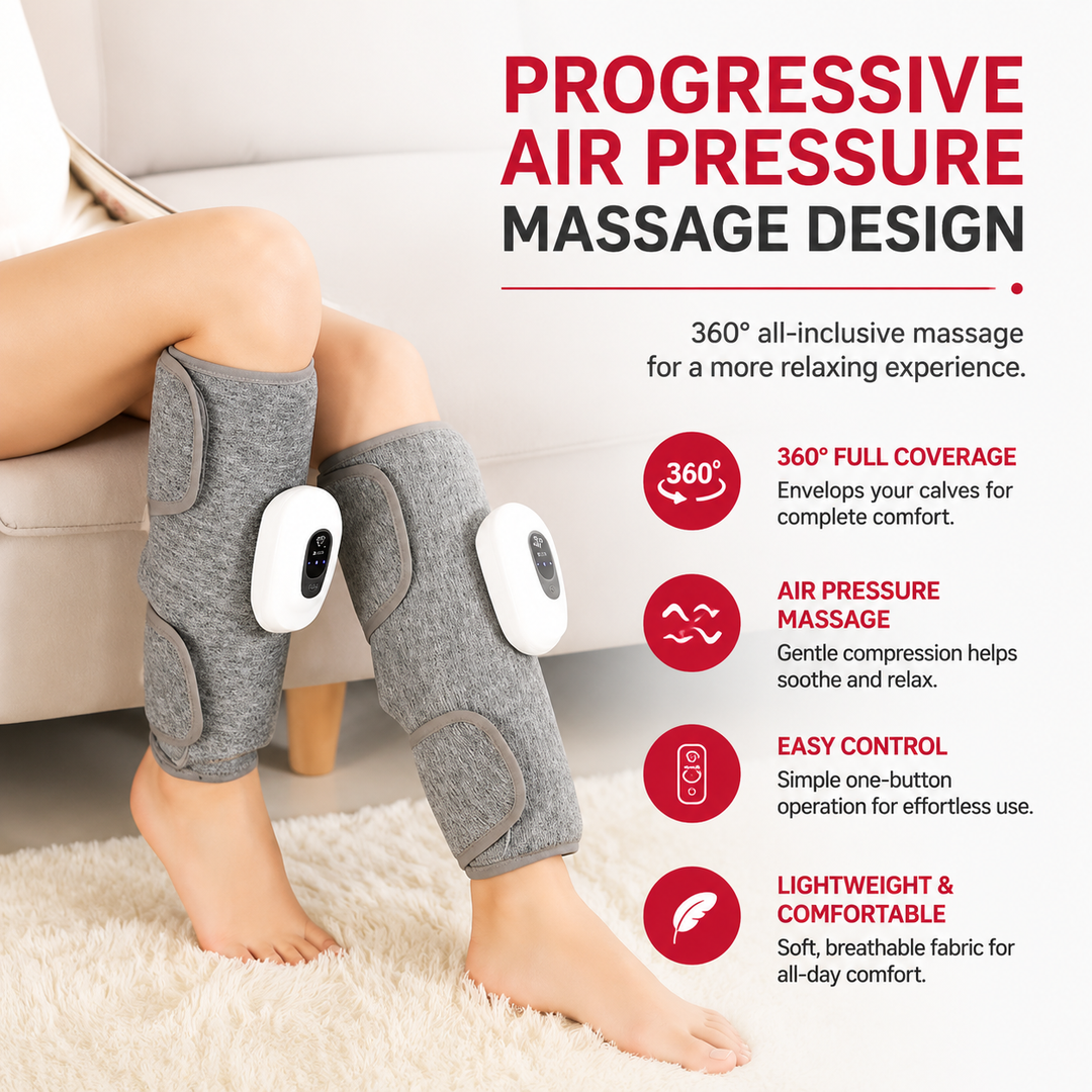 Premium Leg Massager Air Compression Calf Arm Massager Wireless Rechargeable Adjustable Intensity Portable Wrap for Home Office Travel Daily Use
