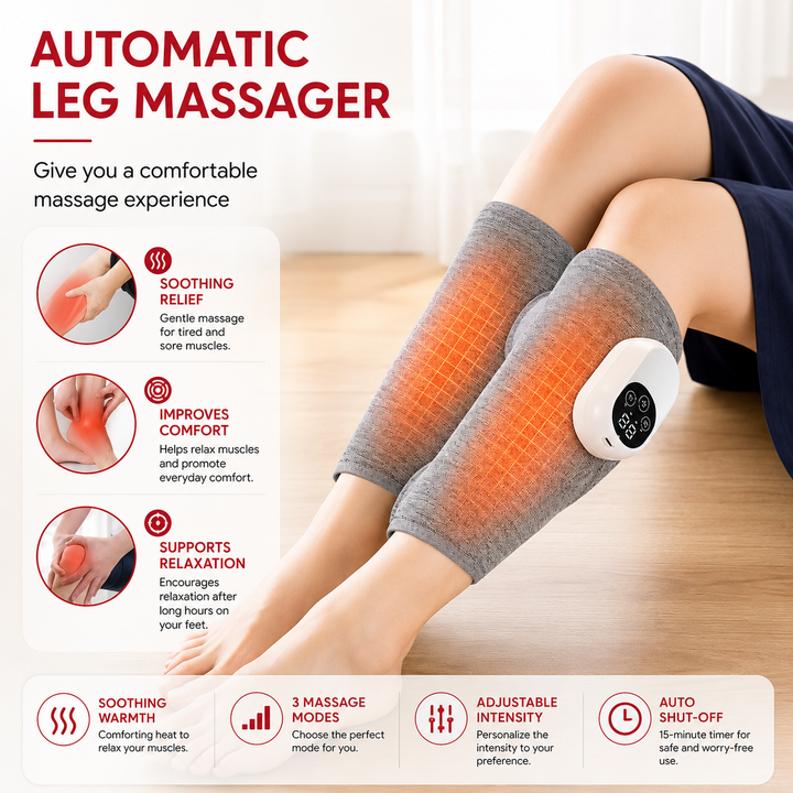 Premium Leg Massager Air Compression Calf Arm Massager Wireless Rechargeable Adjustable Intensity Portable Wrap for Home Office Travel Daily Use