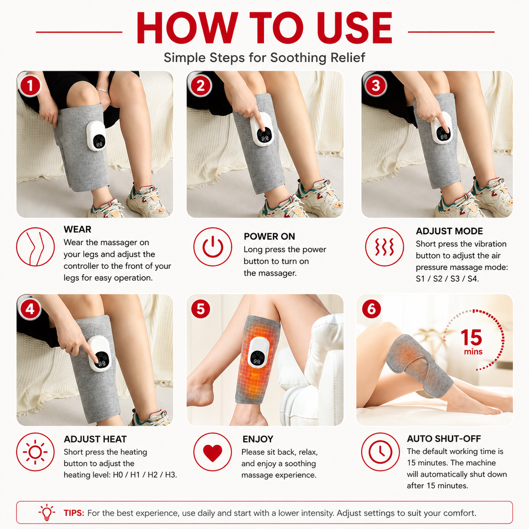 Premium Leg Massager Air Compression Calf Arm Massager Wireless Rechargeable Adjustable Intensity Portable Wrap for Home Office Travel Daily Use