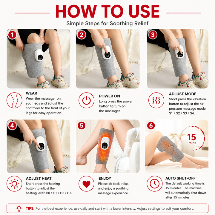 Premium Leg Massager Air Compression Calf Arm Massager Wireless Rechargeable Adjustable Intensity Portable Wrap for Home Office Travel Daily Use