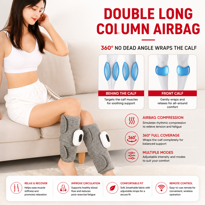 Premium Leg Massager Air Compression Calf Arm Massager Wireless Rechargeable Adjustable Intensity Portable Wrap for Home Office Travel Daily Use
