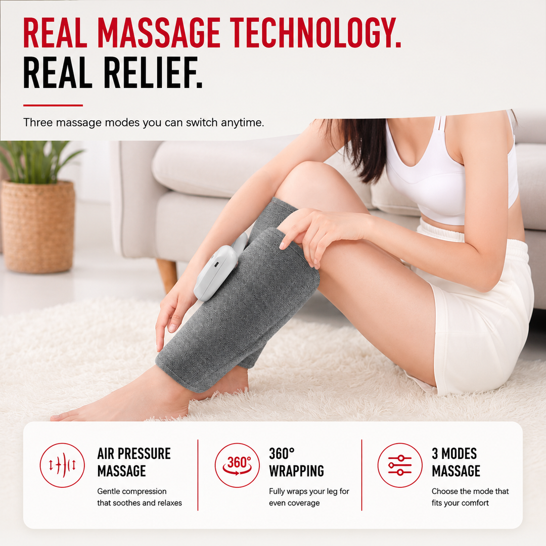 Premium Leg Massager Air Compression Calf Arm Massager Wireless Rechargeable Adjustable Intensity Portable Wrap for Home Office Travel Daily Use