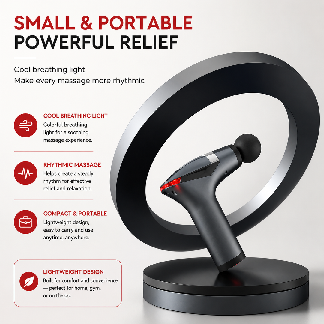 Premium Long Handle Massage Gun Deep Tissue Percussion Muscle Massager 2600–3300 RPM Rechargeable USB-C Full Body Recovery Device Ergonomic Extended Reach Design