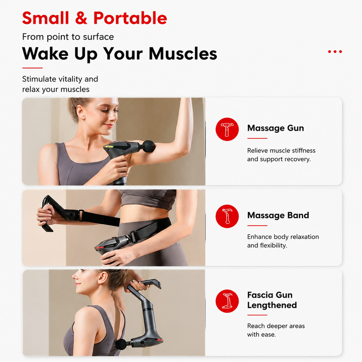 Premium Long Handle Massage Gun Deep Tissue Percussion Muscle Massager 2600–3300 RPM Rechargeable USB-C Full Body Recovery Device Ergonomic Extended Reach Design