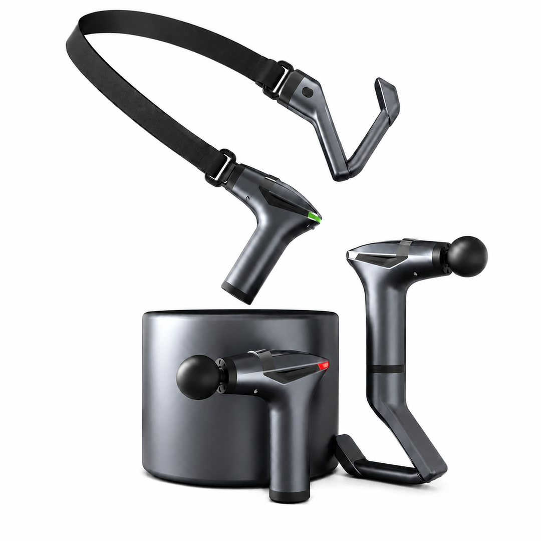 Premium Long Handle Massage Gun Deep Tissue Percussion Muscle Massager 2600–3300 RPM Rechargeable USB-C Full Body Recovery Device Ergonomic Extended Reach Design