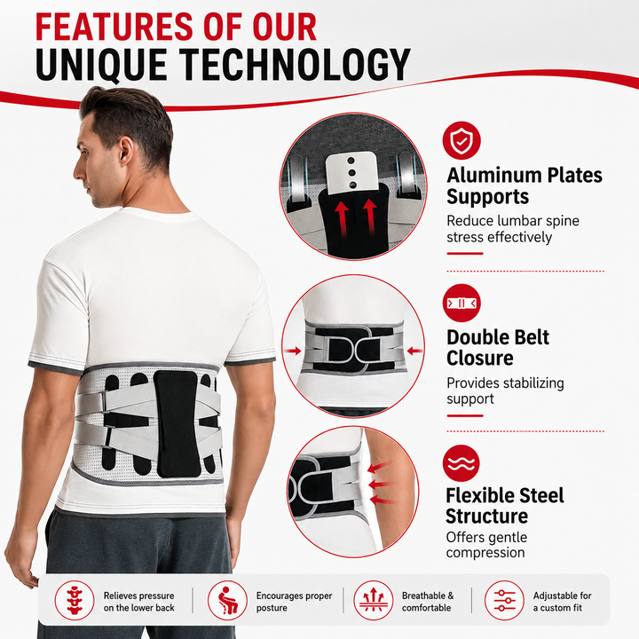 Premium Lower Back Brace Lumbar Support Belt Adjustable Compression Breathable Back Support for Gym Work Lifting Travel Daily Use Comfort Fit