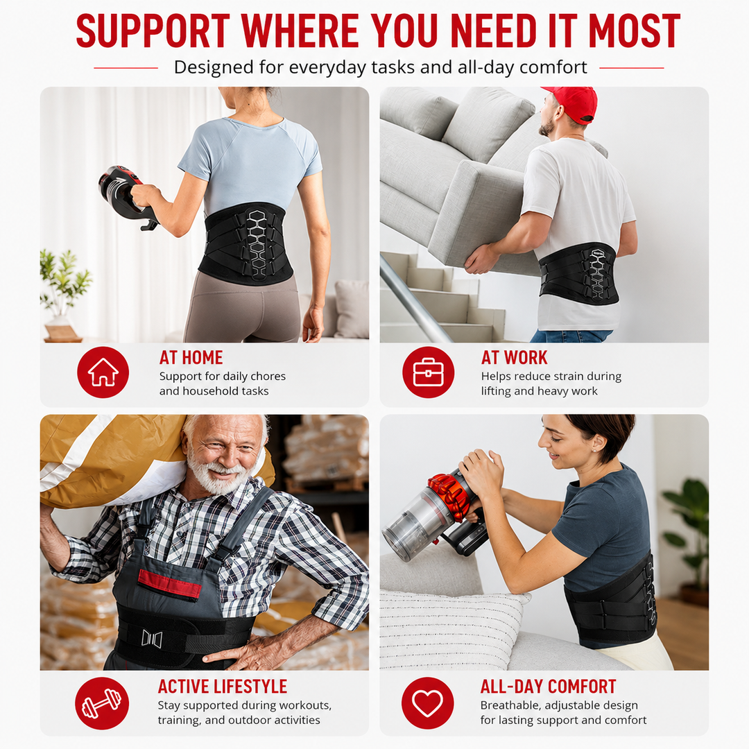 Premium Lower Back Brace Lumbar Support Belt Adjustable Compression Breathable Back Support for Gym Work Lifting Travel Daily Use Comfort Fit
