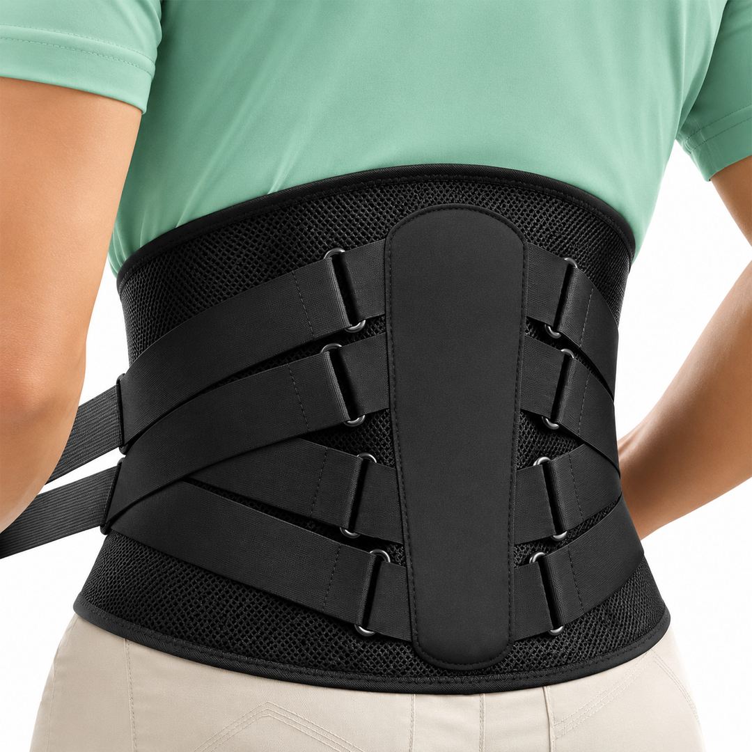 Premium Lower Back Brace Lumbar Support Belt Adjustable Compression Breathable Back Support for Gym Work Lifting Travel Daily Use Comfort Fit