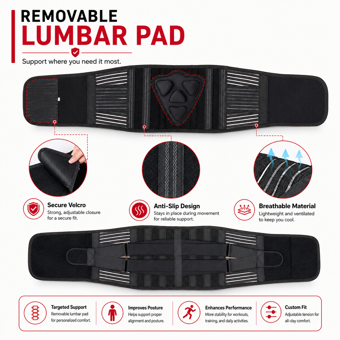 Premium Lower Back Brace Lumbar Support Belt Adjustable Compression Breathable Design for Gym Weight Lifting and Work Daily Use Comfort Fit Support