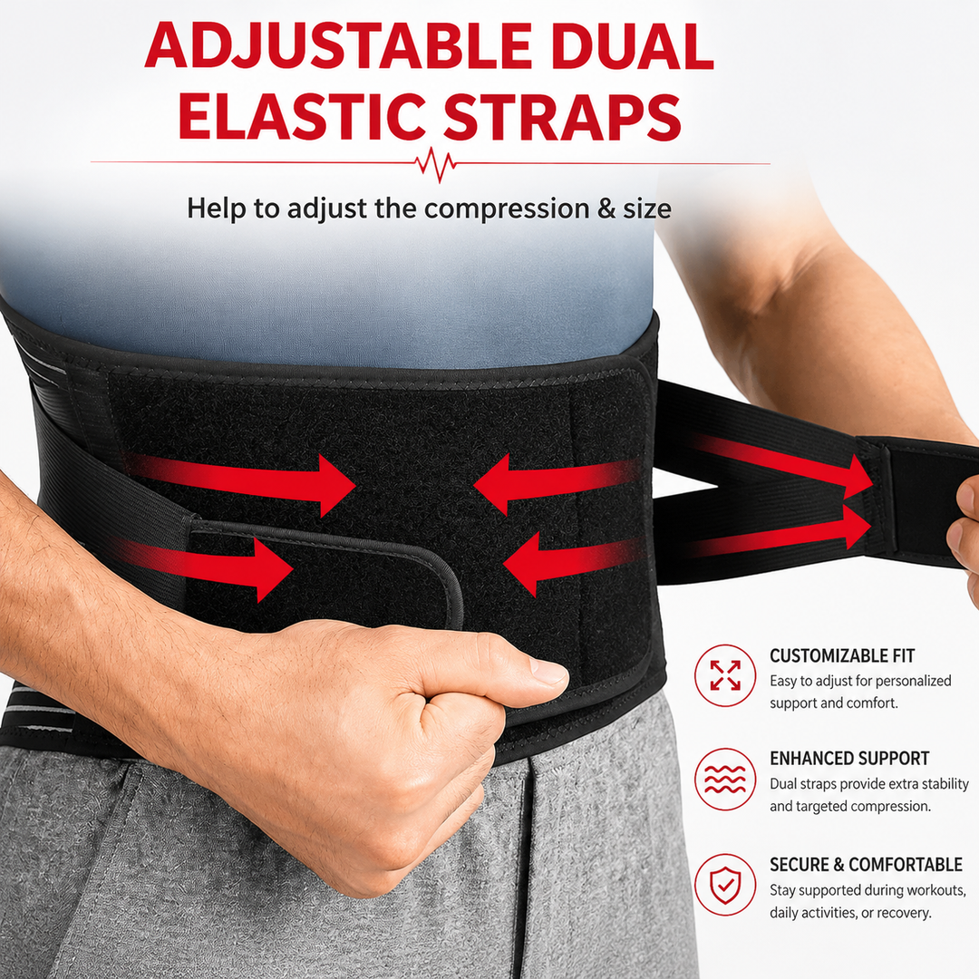 Premium Lower Back Brace Lumbar Support Belt Adjustable Compression Breathable Design for Gym Weight Lifting and Work Daily Use Comfort Fit Support