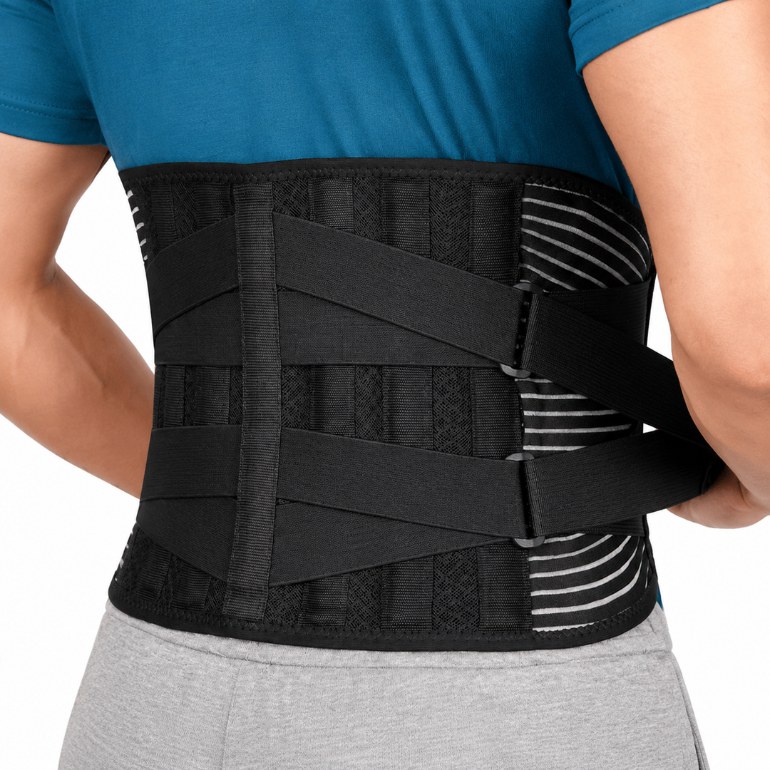 Premium Lower Back Brace Lumbar Support Belt Adjustable Compression Breathable Design for Gym Weight Lifting and Work Daily Use Comfort Fit Support