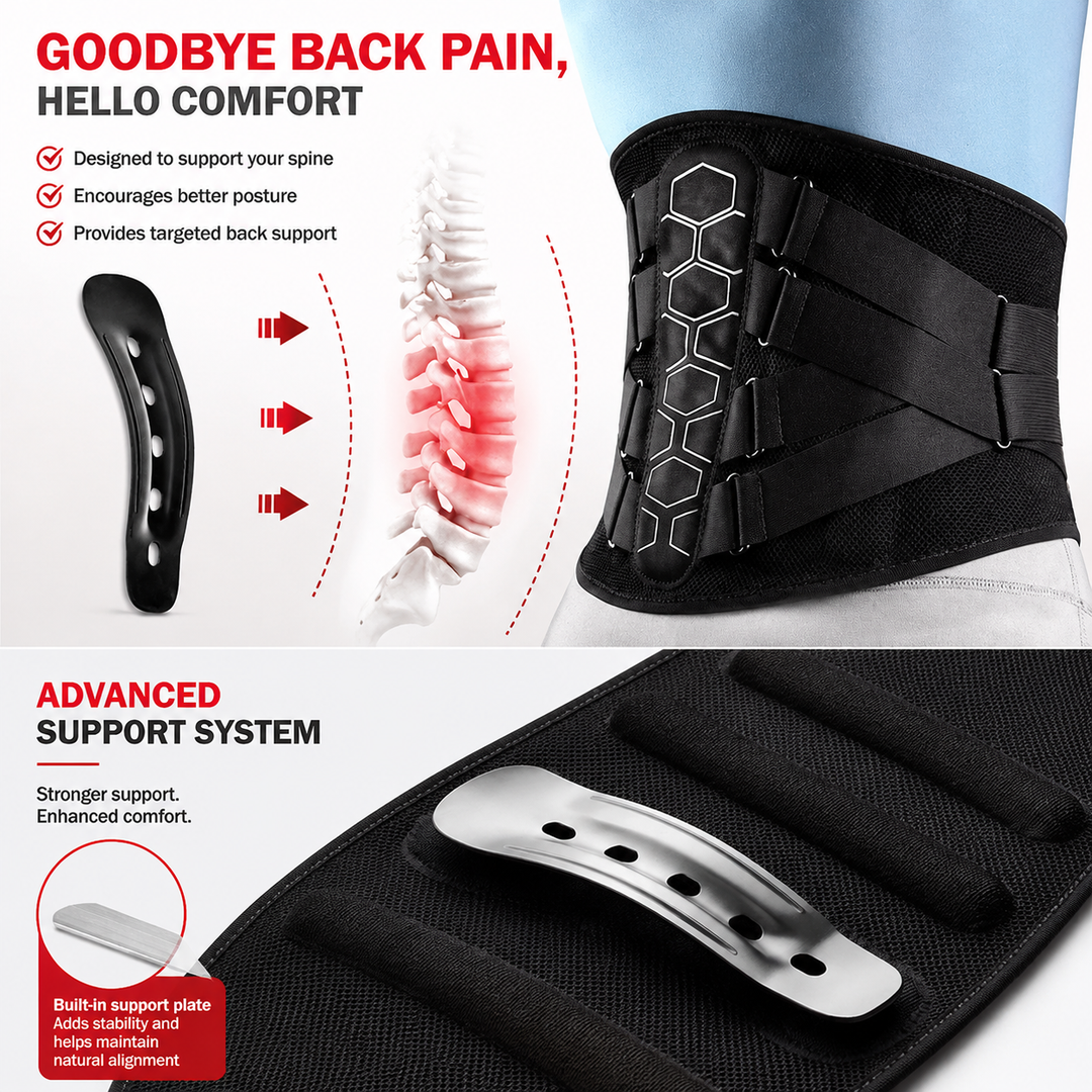 Premium Lower Back Brace Lumbar Support Belt Adjustable Ergonomic Compression Sciatica Pain Relief Posture Support Belt for Men Women Sports &amp; Daily Use