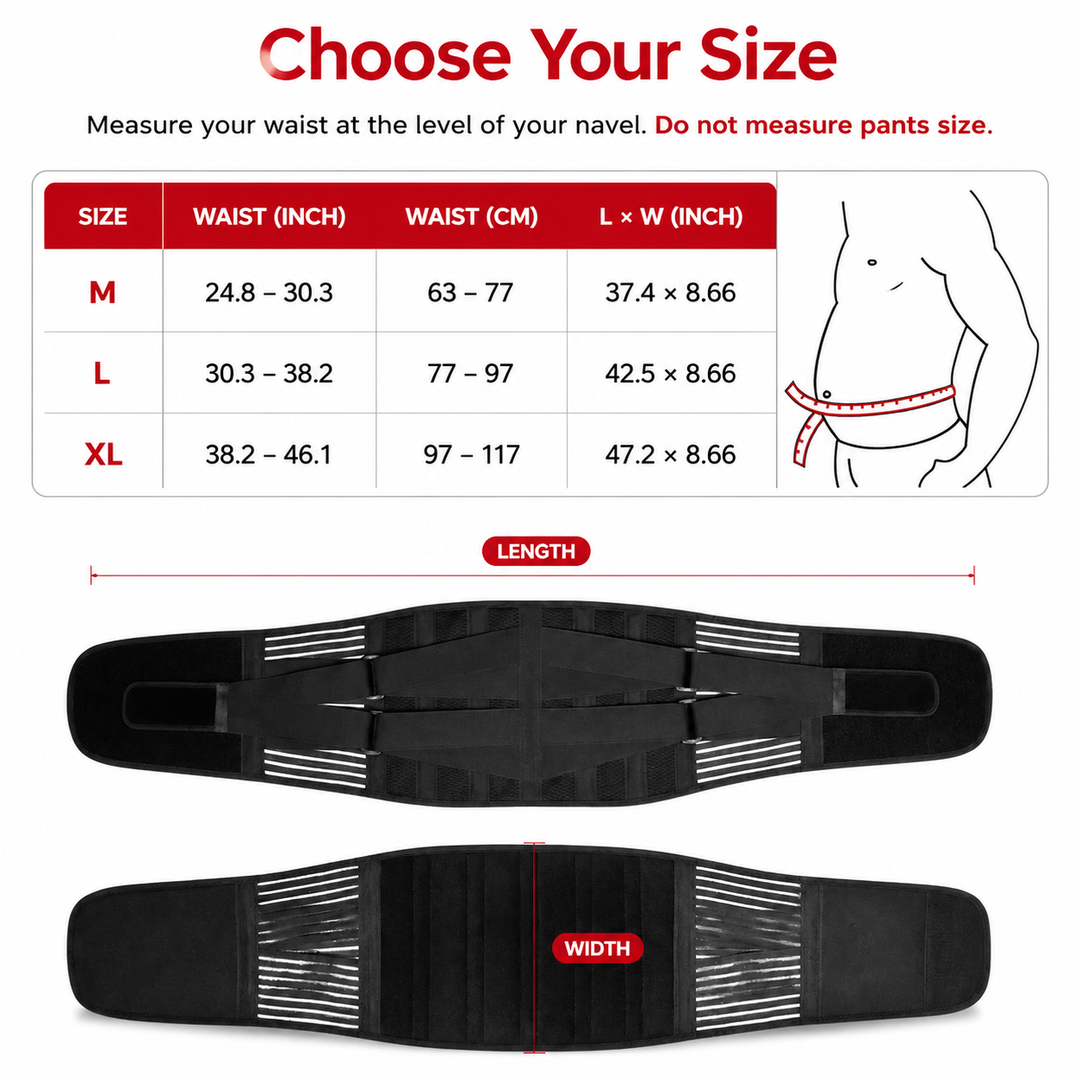 Premium Lower Back Support Brace 6 Stays Lumbar Support Belt Adjustable Compression Waist Belt Gym Sitting Posture Gym Back Support Anti-Slip