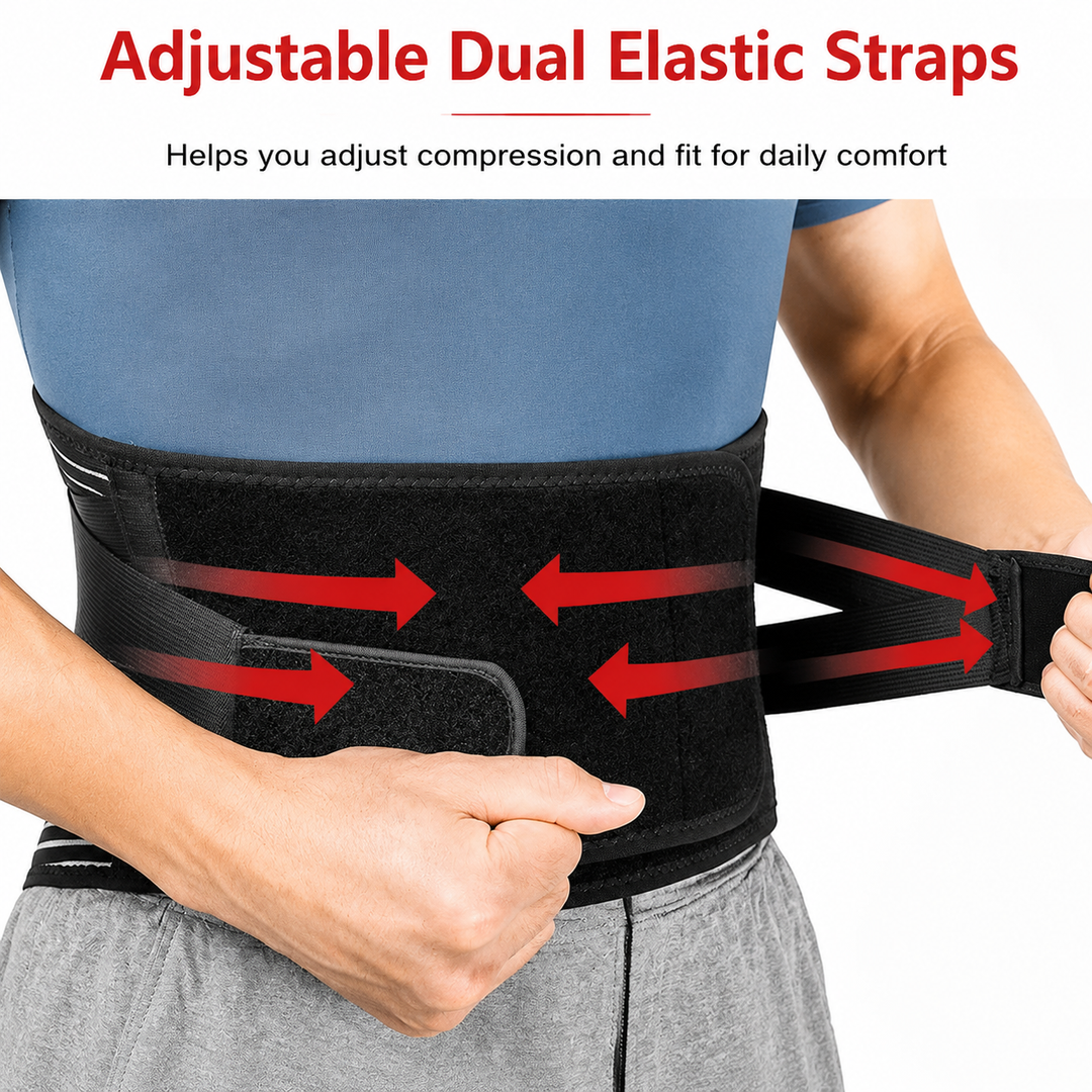Premium Lower Back Support Brace 6 Stays Lumbar Support Belt Adjustable Compression Waist Belt Gym Sitting Posture Gym Back Support Anti-Slip