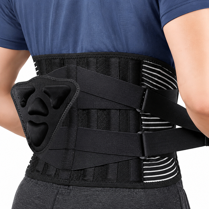 Premium Lower Back Support Brace 6 Stays Lumbar Support Belt Adjustable Compression Waist Belt Gym Sitting Posture Gym Back Support Anti-Slip