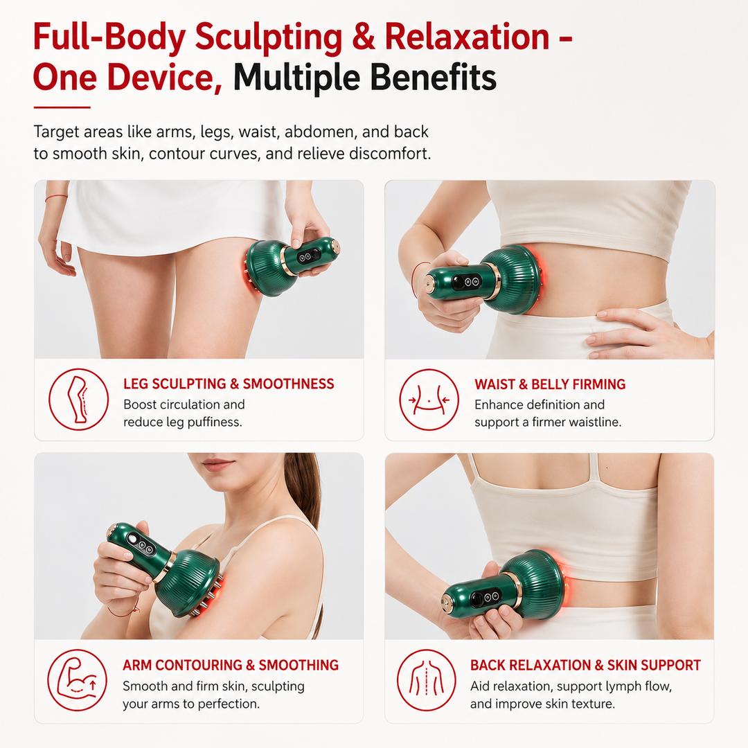Premium Lymphatic Drainage Massager Anti Cellulite Body Massager for Legs Thighs Belly Arms Waist Full Body Sculpting Massage Tool Portable Wellness Care