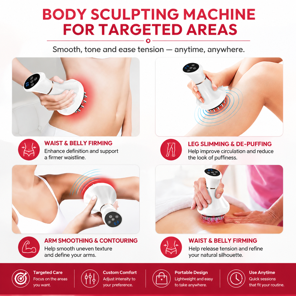 Premium Lymphatic Drainage Massager with Heat Body Massage Device Vibration Therapy 3 Modes 9 Intensity Levels Rechargeable Handheld Relaxation Massage Tool for Daily Use