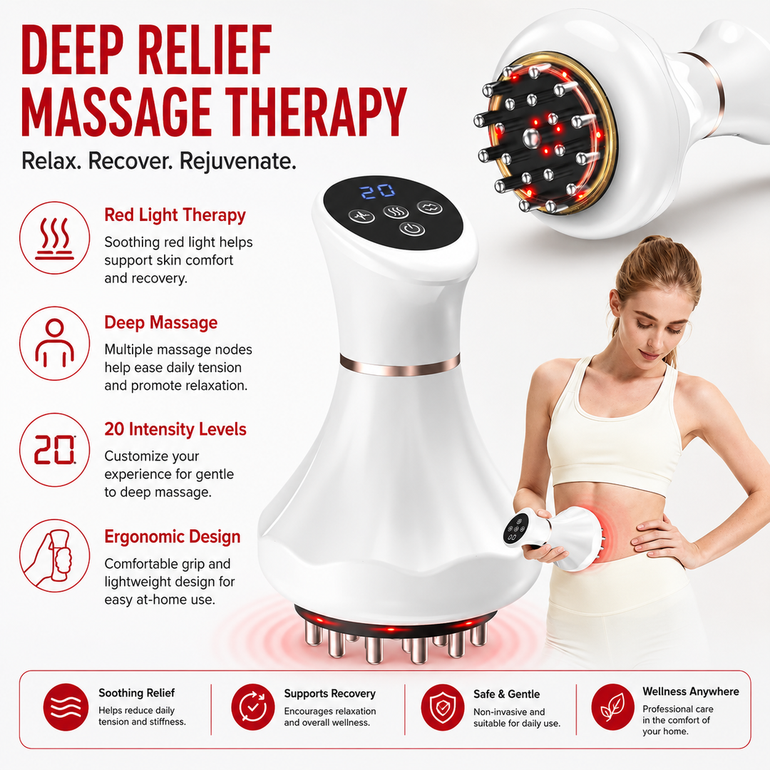 Premium Lymphatic Drainage Massager with Heat Body Massage Device Vibration Therapy 3 Modes 9 Intensity Levels Rechargeable Handheld Relaxation Massage Tool for Daily Use