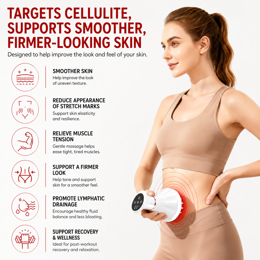 Premium Lymphatic Drainage Massager with Heat Body Massage Device Vibration Therapy 3 Modes 9 Intensity Levels Rechargeable Handheld Relaxation Massage Tool for Daily Use